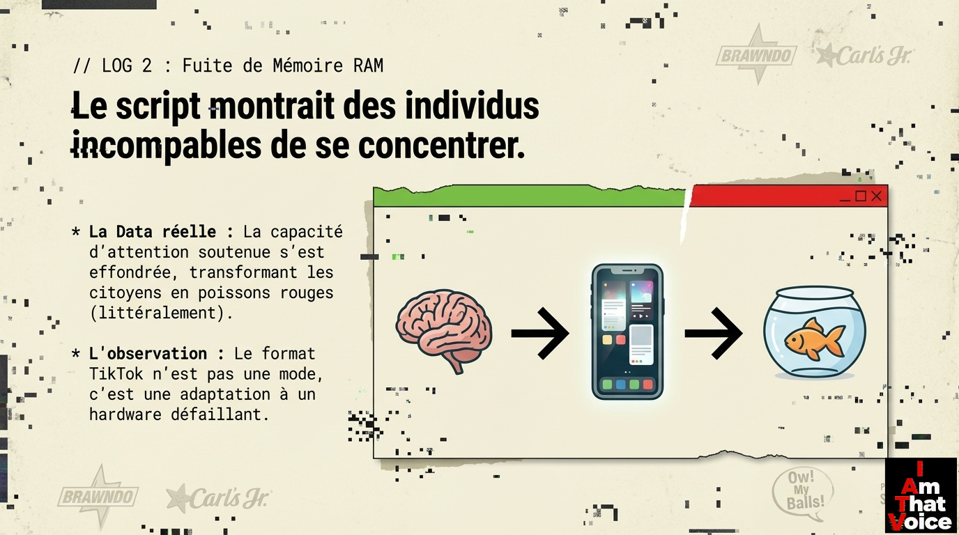 Le script montrait des individus incapables de se concentrer