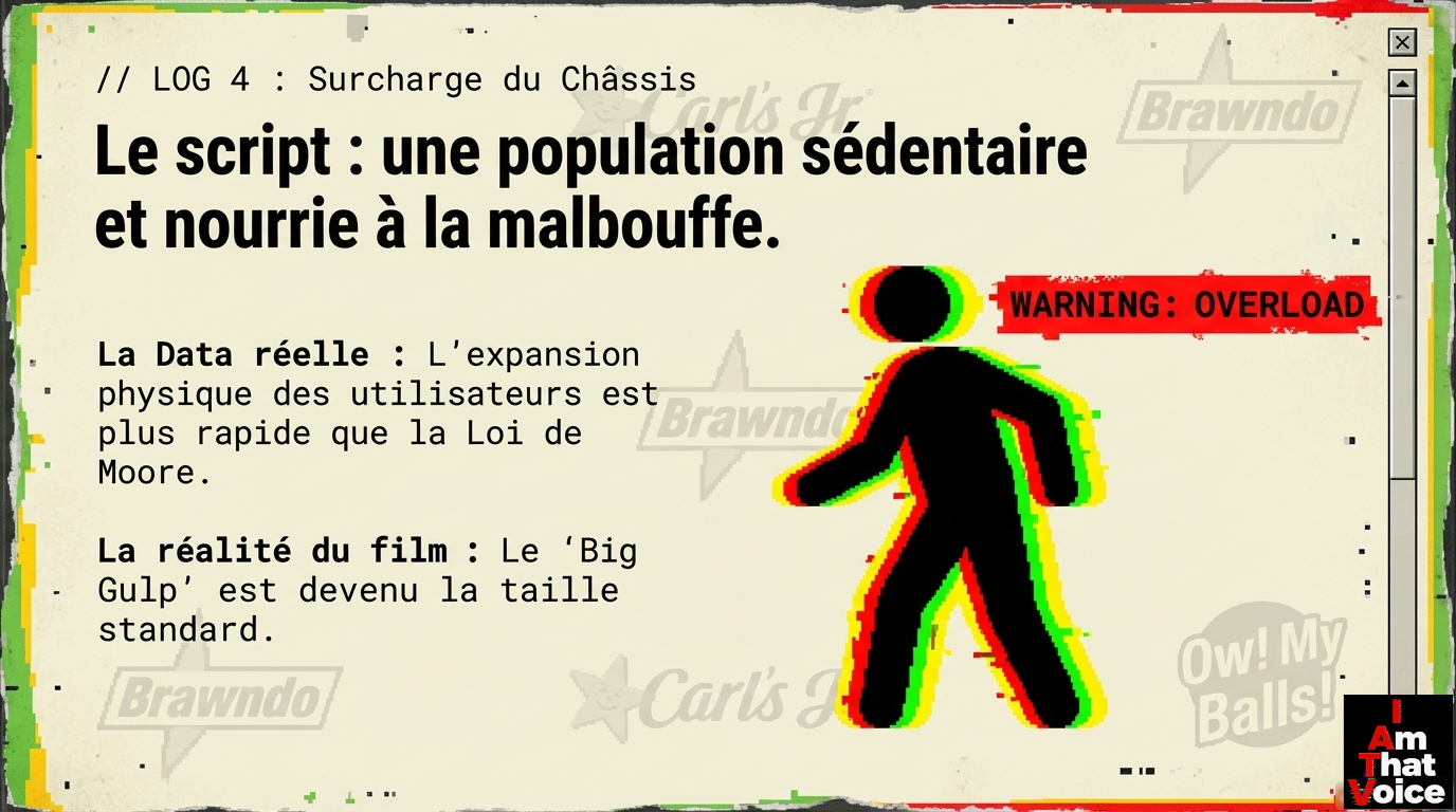 Le script : une population sédentaire et nourrie à la malbouffe