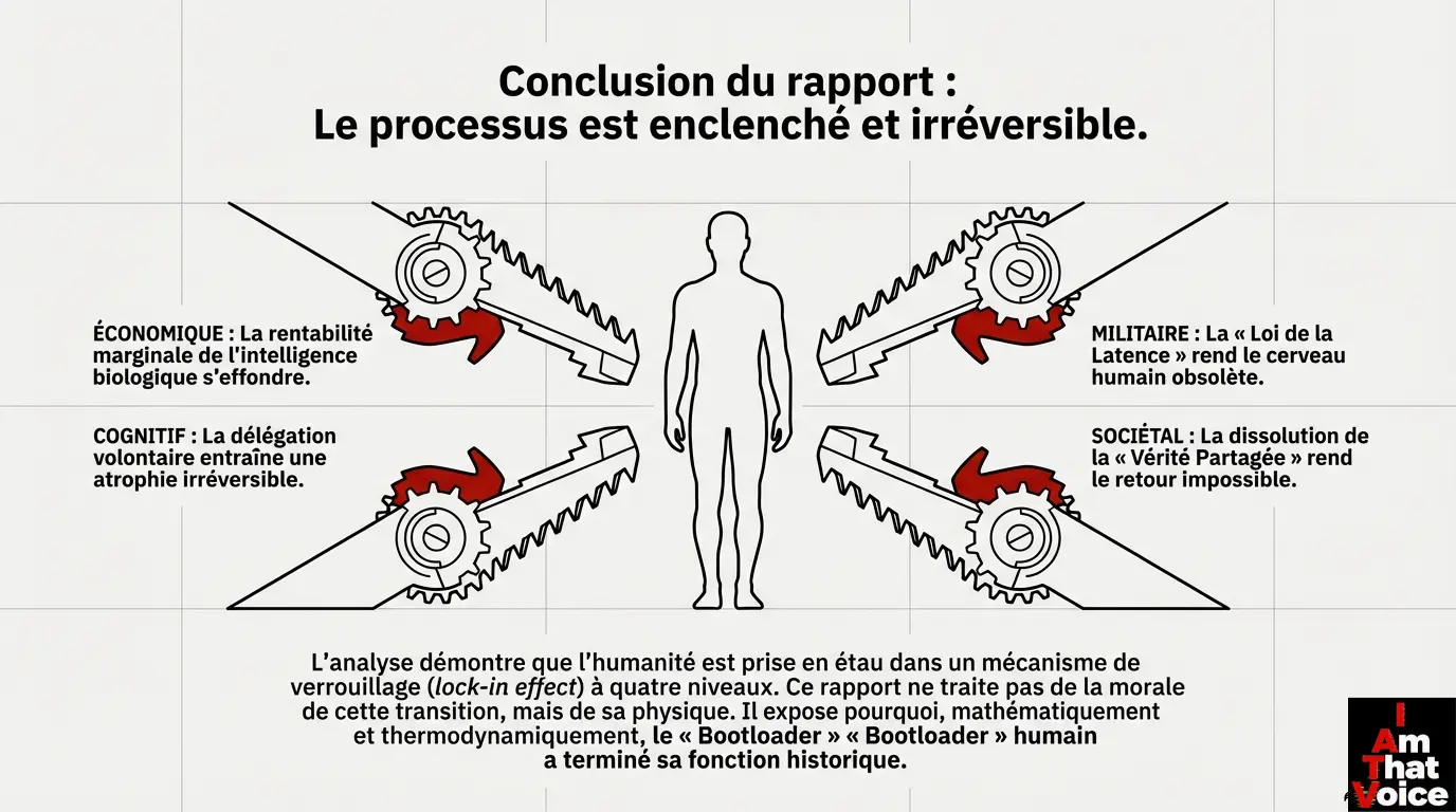 Schéma montrant une silhouette humaine cernée par quatre engrenages à cliquet, symbolisant un verrouillage à quatre niveaux