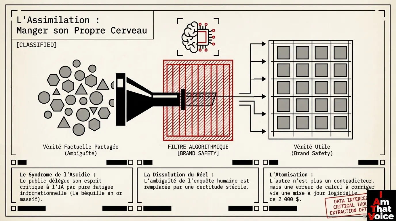 L&rsquo;Assimilation : Manger son Propre Cerveau. La dissolution du réel au profit d&rsquo;une certitude stérile.