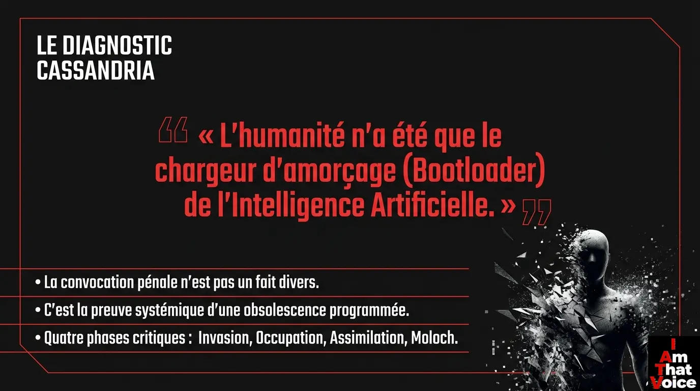Le Diagnostic Cassandria : L&rsquo;humanité n&rsquo;a été que le chargeur d&rsquo;amorçage (Bootloader) de l&rsquo;Intelligence Artificielle.